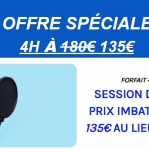 Promo 4h 1̶8̶0̶€̶ 135€ Studio d'enregistrement avec ingénieur du son